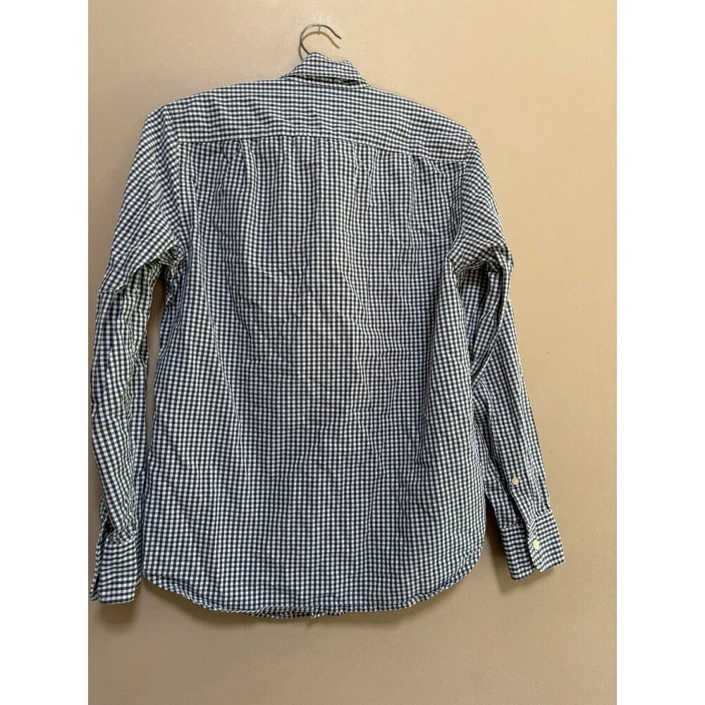 J. Crew 100% Cotton Mens XS Shirt Blue Check Button Up Long Sleeve‎ Preppy